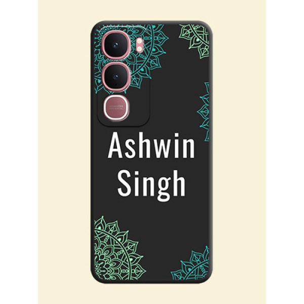 Your Name with Floral Design On Space Black Custom Soft Matte Mobile Back Cover - Vivo Y31 5G Your Name with Floral Design On Space Black Custom Soft Matte Mobile Back Cover - Vivo Y31 5G