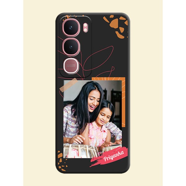Orange Photo Frame On Space Black Custom Soft Matte Mobile Back Cover - Vivo Y31 5G Orange Photo Frame On Space Black Custom Soft Matte Mobile Back Cover - Vivo Y31 5G