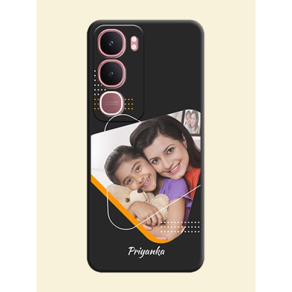 Yellow Triangle on Photo On Space Black Custom Soft Matte Mobile Back Cover - Vivo Y31 5G Yellow Triangle on Photo On Space Black Custom Soft Matte Mobile Back Cover - Vivo Y31 5G