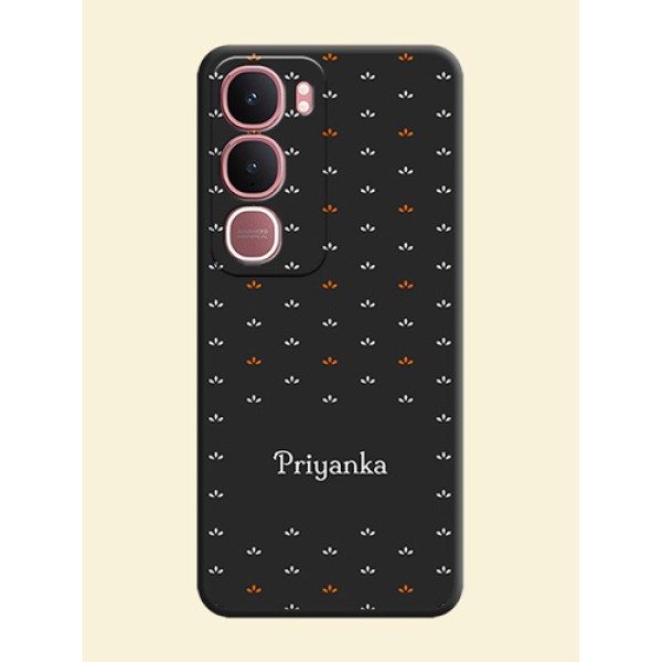 Simple Pattern With Custom Text On Space Black Custom Soft Matte Mobile Back Cover - Vivo Y31 5G Simple Pattern With Custom Text On Space Black Custom Soft Matte Mobile Back Cover - Vivo Y31 5G