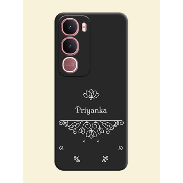 Lotus Garden Custom Text On Space Black Custom Soft Matte Mobile Back Cover - Vivo Y31 5G Lotus Garden Custom Text On Space Black Custom Soft Matte Mobile Back Cover - Vivo Y31 5G