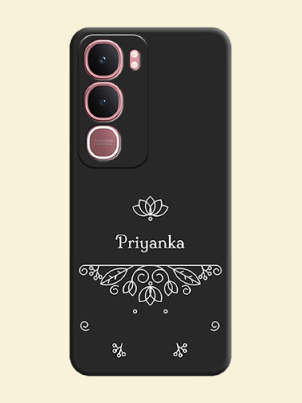 Lotus Garden Custom Text On Space Black Custom Soft Matte Mobile Back Cover - Vivo Y31 5G