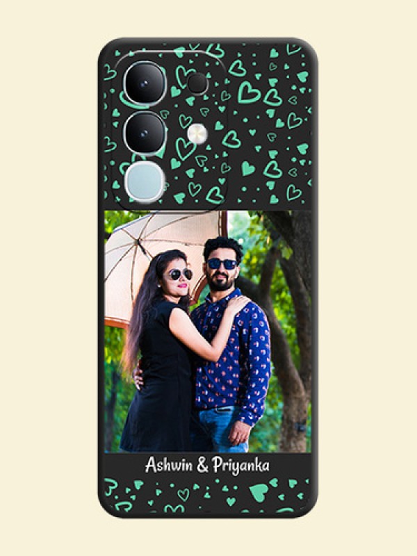 Sea Green Indefinite Love Pattern on Photo On Space Black Custom Soft Matte Mobile Back Cover - Vivo Y31 Pro 5G