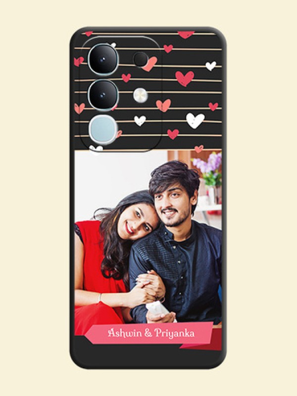 Love Pattern with Name on Pink Ribbon on Photo On Space Black Custom Soft Matte Mobile Back Cover - Vivo Y31 Pro 5G