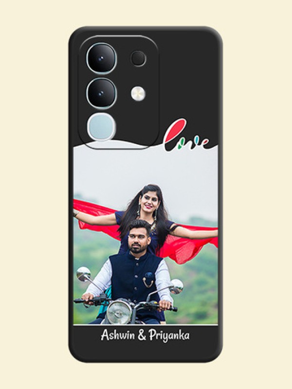 Fall in Love Pattern with Picture on Photo On Space Black Custom Soft Matte Mobile Back Cover - Vivo Y31 Pro 5G