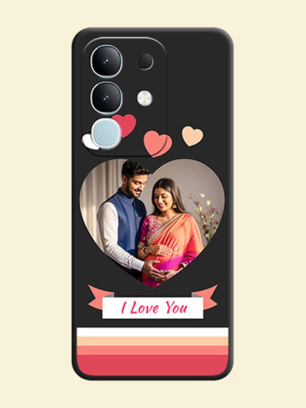 Love Shaped Photo with Colorful Stripes On Space Black Custom Soft Matte Mobile Back Cover - Vivo Y31 Pro 5G