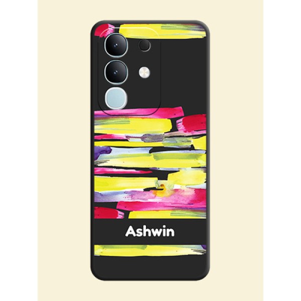 Brush Coloured On Space Black Custom Soft Matte Mobile Back Cover - Vivo Y31 Pro 5G Brush Coloured On Space Black Custom Soft Matte Mobile Back Cover - Vivo Y31 Pro 5G