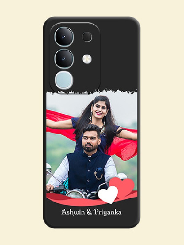 Pin Color Love Shaped Ribbon Design with Text On Space Black Custom Soft Matte Mobile Back Cover - Vivo Y31 Pro 5G