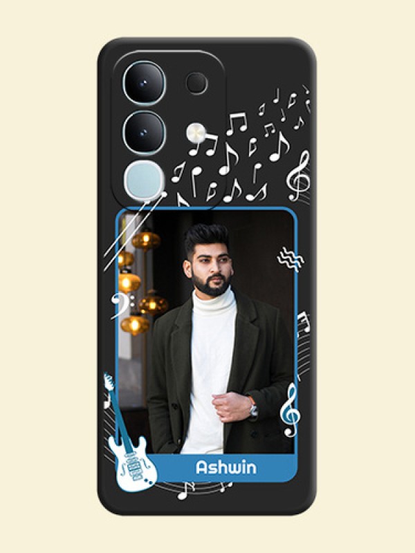 Musical Theme Design with Text on Photo On Space Black Custom Soft Matte Mobile Back Cover - Vivo Y31 Pro 5G