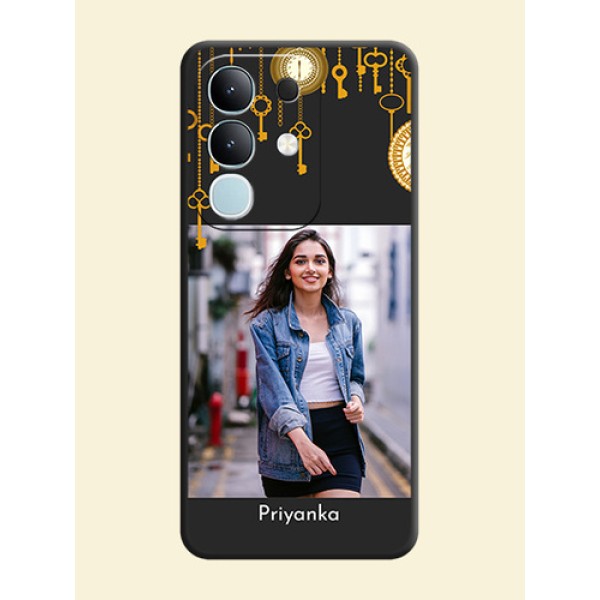Decorative Design with Text On Space Black Custom Soft Matte Mobile Back Cover - Vivo Y31 Pro 5G Decorative Design with Text On Space Black Custom Soft Matte Mobile Back Cover - Vivo Y31 Pro 5G
