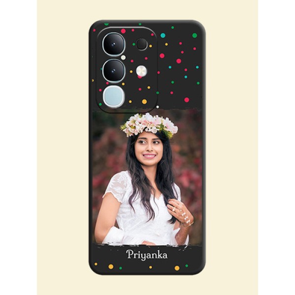 Multicolor Dotted Pattern with Text On Space Black Custom Soft Matte Mobile Back Cover - Vivo Y31 Pro 5G Multicolor Dotted Pattern with Text On Space Black Custom Soft Matte Mobile Back Cover - Vivo Y31 Pro 5G