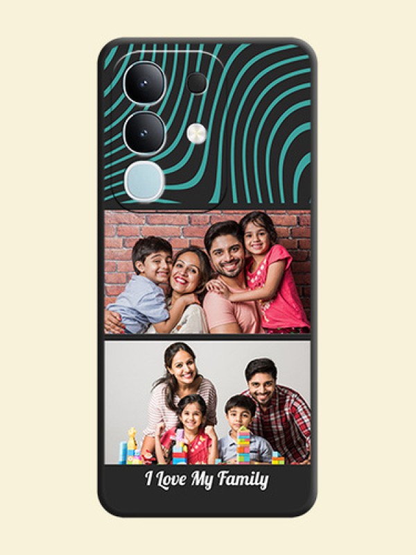 Wave Pattern with 2 Image Holder On Space Black Custom Soft Matte Mobile Back Cover - Vivo Y31 Pro 5G