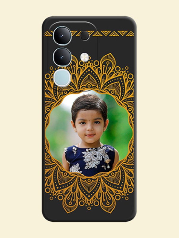 Round Image with Floral Design On Space Black Custom Soft Matte Mobile Back Cover - Vivo Y31 Pro 5G