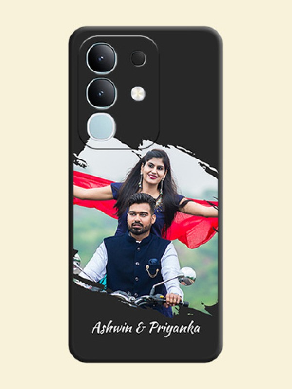 Grunge Brush Strokes on Photo On Space Black Custom Soft Matte Mobile Back Cover - Vivo Y31 Pro 5G