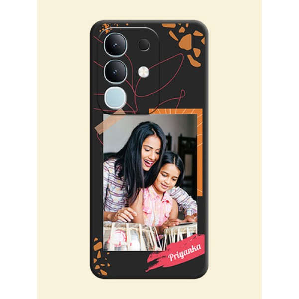 Orange Photo Frame On Space Black Custom Soft Matte Mobile Back Cover - Vivo Y31 Pro 5G Orange Photo Frame On Space Black Custom Soft Matte Mobile Back Cover - Vivo Y31 Pro 5G