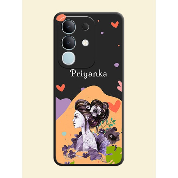 Namecase For Her With Fancy Lady Image On Space Black Custom Soft Matte Mobile Back Cover - Vivo Y31 Pro 5G Namecase For Her With Fancy Lady Image On Space Black Custom Soft Matte Mobile Back Cover - Vivo Y31 Pro 5G