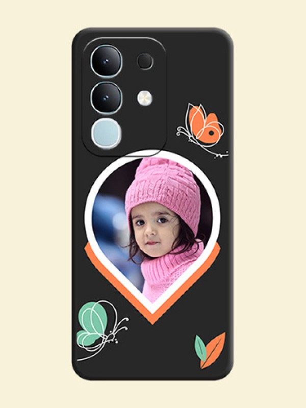 Upload Pic With Simple Butterly Design On Space Black Custom Soft Matte Mobile Back Cover - Vivo Y31 Pro 5G