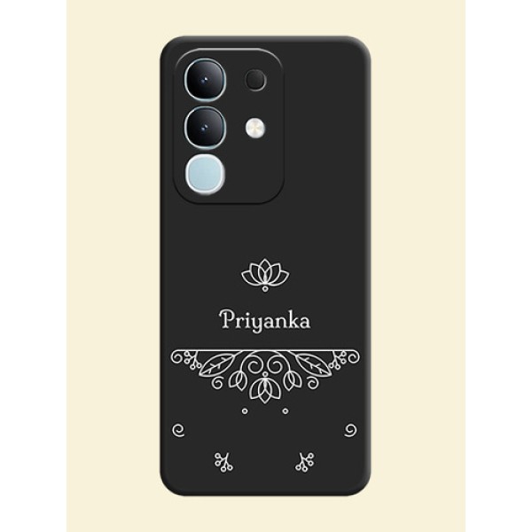 Lotus Garden Custom Text On Space Black Custom Soft Matte Mobile Back Cover - Vivo Y31 Pro 5G Lotus Garden Custom Text On Space Black Custom Soft Matte Mobile Back Cover - Vivo Y31 Pro 5G