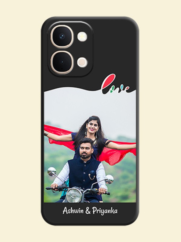 Fall in Love Pattern with Picture on Photo On Space Black Custom Soft Matte Mobile Back Cover - Vivo Y31t 5G