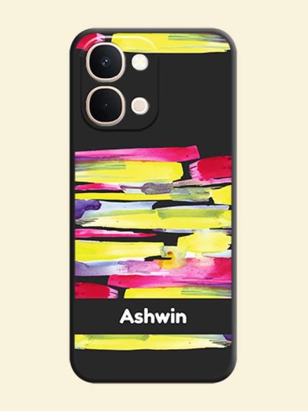 Brush Coloured On Space Black Custom Soft Matte Mobile Back Cover - Vivo Y31t 5G