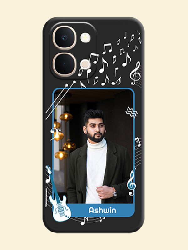 Musical Theme Design with Text on Photo On Space Black Custom Soft Matte Mobile Back Cover - Vivo Y31t 5G