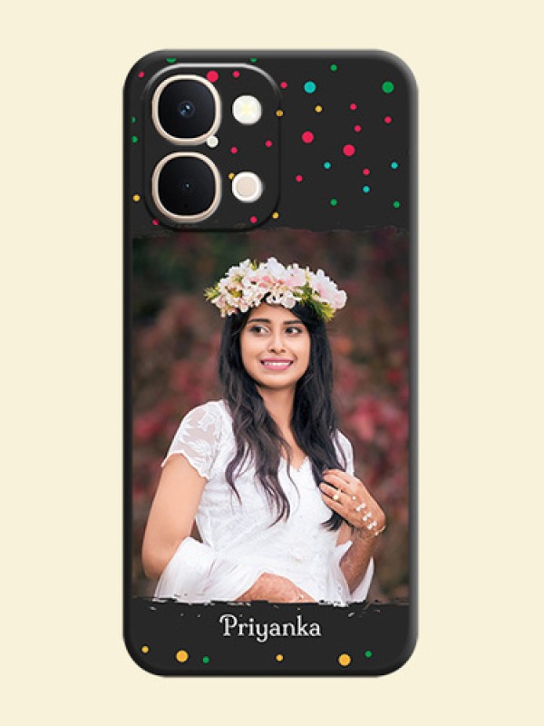 Multicolor Dotted Pattern with Text On Space Black Custom Soft Matte Mobile Back Cover - Vivo Y31t 5G