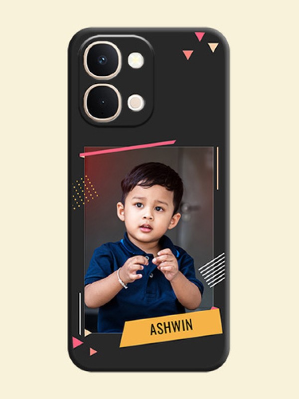 Photo Frame with Triangle Small Dots on Photo On Space Black Custom Soft Matte Mobile Back Cover - Vivo Y31t 5G