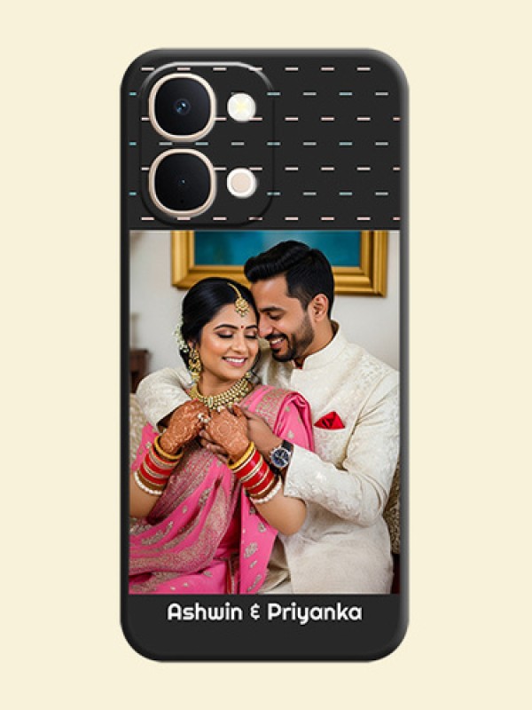 Line Pattern Design with Text On Space Black Custom Soft Matte Mobile Back Cover - Vivo Y31t 5G