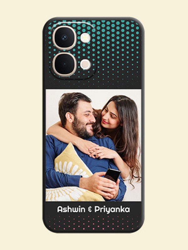 Faded Dots with Grunge Photo Frame and Text On Space Black Custom Soft Matte Mobile Back Cover - Vivo Y31t 5G