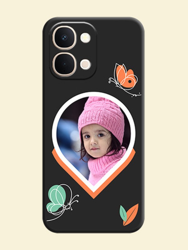Upload Pic With Simple Butterly Design On Space Black Custom Soft Matte Mobile Back Cover - Vivo Y31t 5G