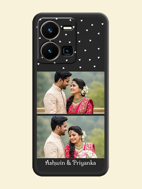 Miniature Love Symbols with Name on Space Black Custom Soft Matte Back Cover - Vivo Y35