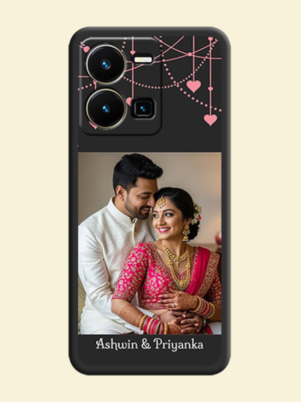 Pink Love Hangings with Text on Space Black Custom Soft Matte Back Cover - Vivo Y35