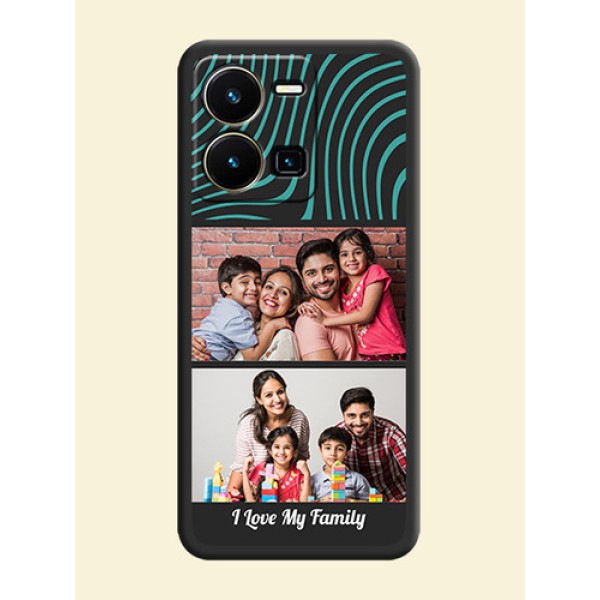 Wave Pattern with 2 Image Holder on Space Black Personalized Soft Matte Phone Covers - Vivo Y35 Wave Pattern with 2 Image Holder on Space Black Personalized Soft Matte Phone Covers - Vivo Y35