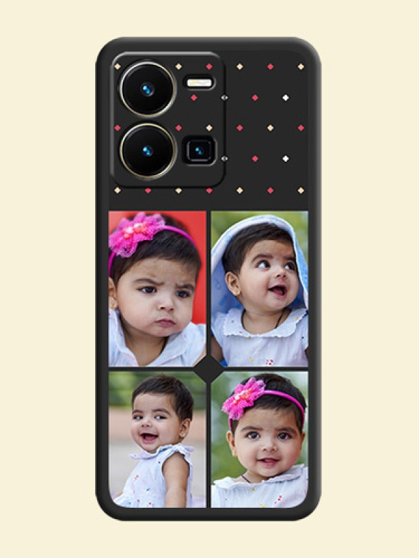 Multicolor Dotted Pattern with 4 Image Holder on Space Black Custom Soft Matte Phone Cases - Vivo Y35