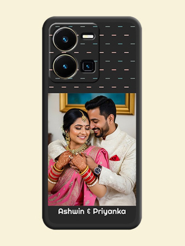 Line Pattern Design with Text on Space Black Custom Soft Matte Phone Back Cover - Vivo Y35