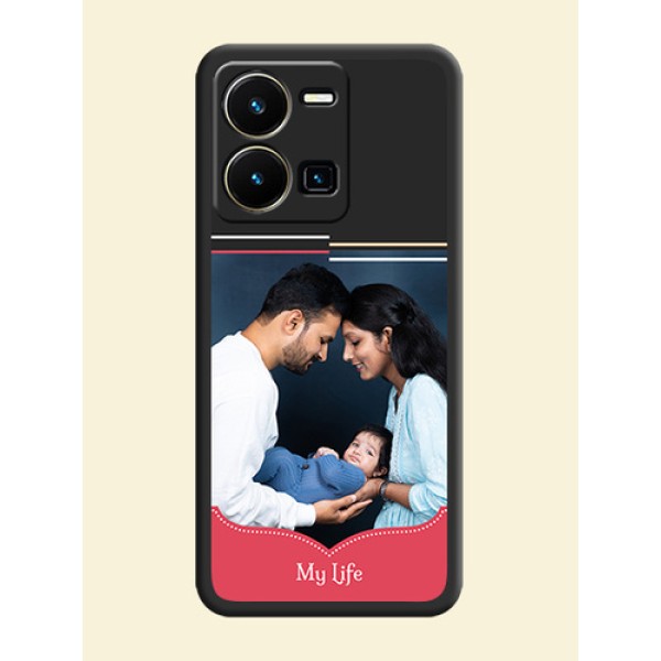 Classic Plain Design with Name on Photo on Space Black Soft Matte Phone Cover - Vivo Y35 Classic Plain Design with Name on Photo on Space Black Soft Matte Phone Cover - Vivo Y35