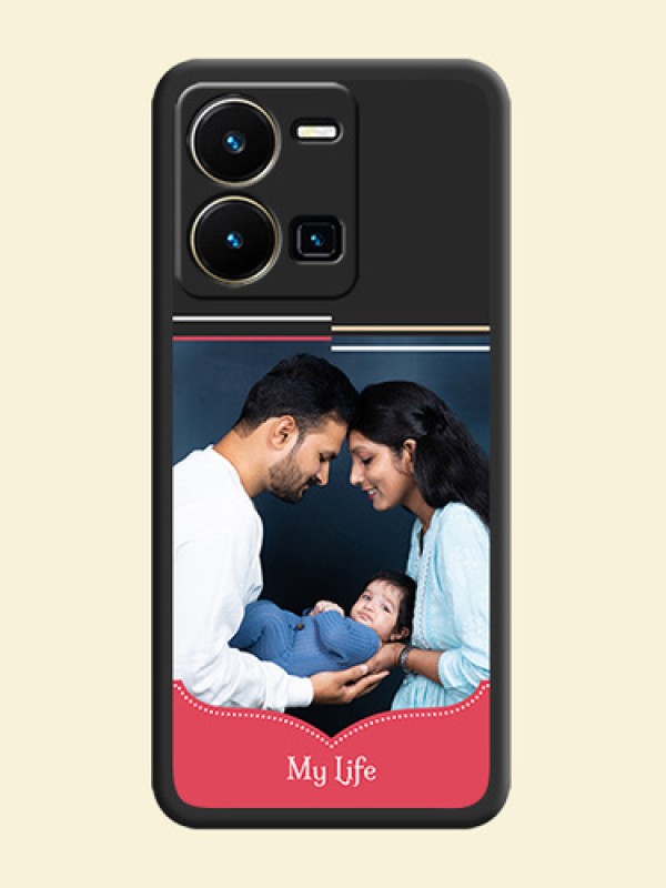 Classic Plain Design with Name on Photo on Space Black Soft Matte Phone Cover - Vivo Y35