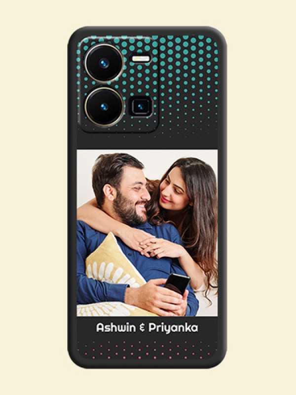Faded Dots with Grunge Photo Frame and Text on Space Black Custom Soft Matte Phone Cases - Vivo Y35