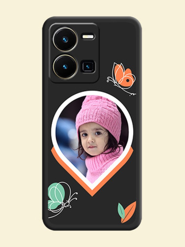 Upload Pic With Simple Butterly Design On Space Black Personalized Soft Matte Phone Covers -Vivo Y35
