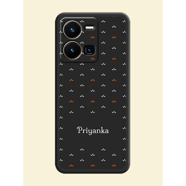 Simple Pattern With Custom Text On Space Black Personalized Soft Matte Phone Covers -Vivo Y35 Simple Pattern With Custom Text On Space Black Personalized Soft Matte Phone Covers -Vivo Y35