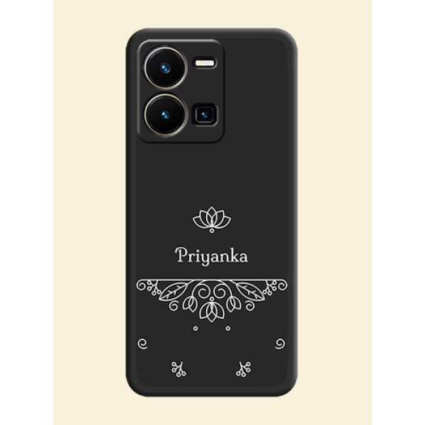 Lotus Garden Custom Text On Space Black Personalized Soft Matte Phone Covers -Vivo Y35 Lotus Garden Custom Text On Space Black Personalized Soft Matte Phone Covers -Vivo Y35