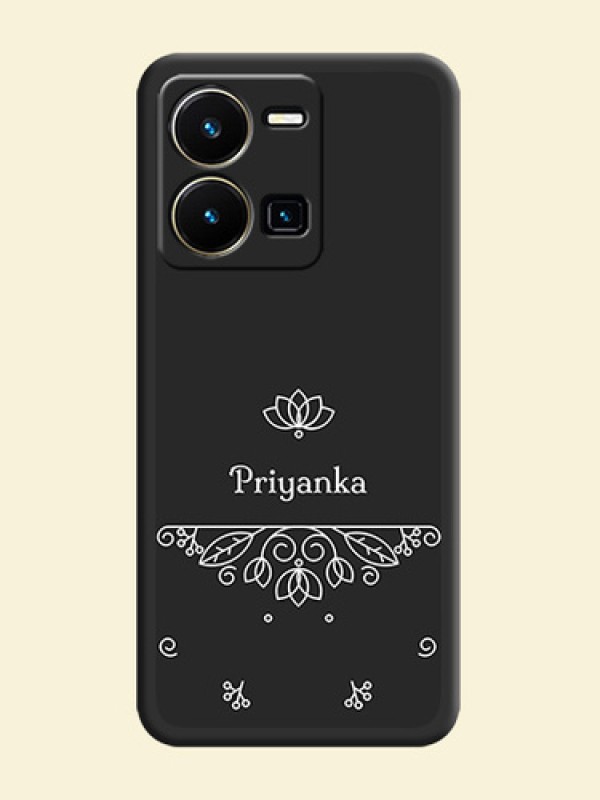 Lotus Garden Custom Text On Space Black Personalized Soft Matte Phone Covers -Vivo Y35