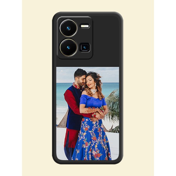 Image Upload With Space Black Color On Custom Soft Matte Mobile Back Cover - Vivo Y35 Image Upload With Space Black Color On Custom Soft Matte Mobile Back Cover - Vivo Y35