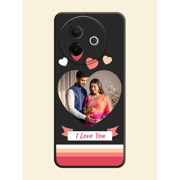 Love Shaped Photo with Colorful Stripes On Space Black Custom Soft Matte Mobile Back Cover - Vivo Y39 5G Love Shaped Photo with Colorful Stripes On Space Black Custom Soft Matte Mobile Back Cover - Vivo Y39 5G