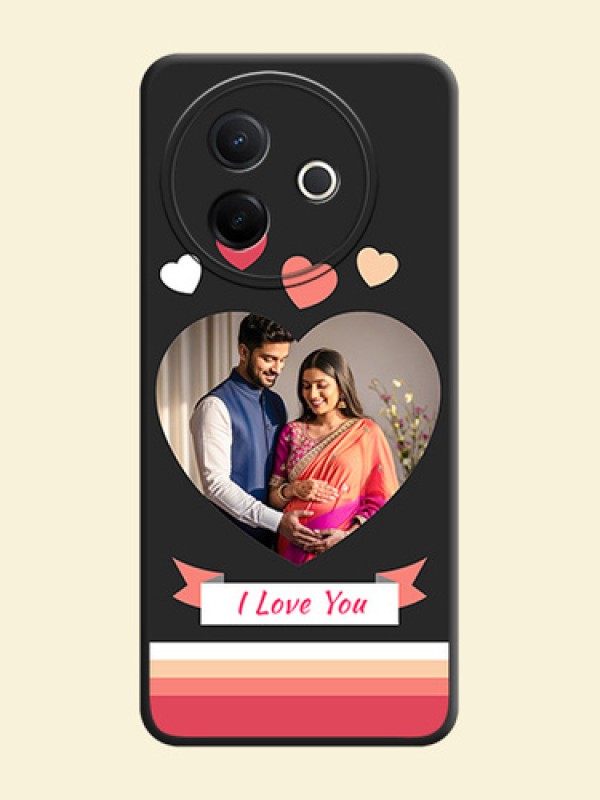 Love Shaped Photo with Colorful Stripes On Space Black Custom Soft Matte Mobile Back Cover - Vivo Y39 5G