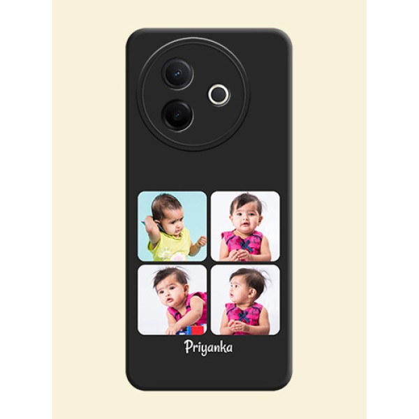 Floral Art with 6 Image Holder on Photo On Space Black Custom Soft Matte Mobile Back Cover - Vivo Y39 5G Floral Art with 6 Image Holder on Photo On Space Black Custom Soft Matte Mobile Back Cover - Vivo Y39 5G