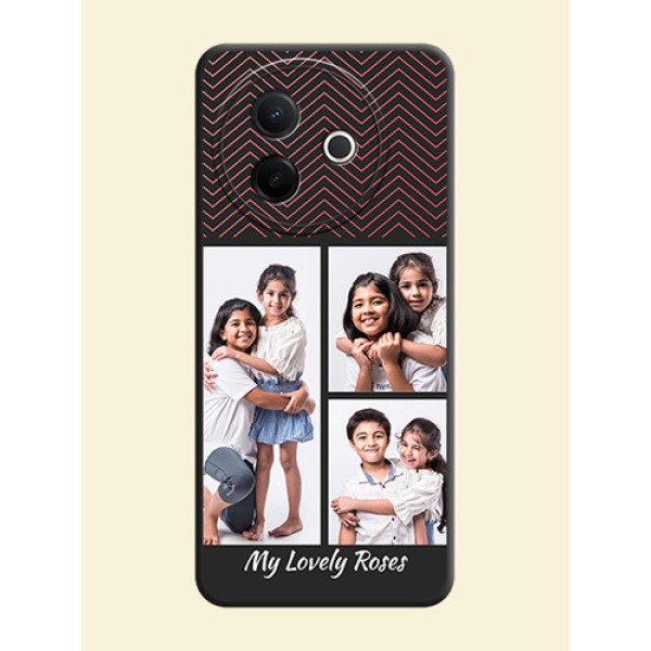 Wave Pattern with 3 Image Holder On Space Black Custom Soft Matte Mobile Back Cover - Vivo Y39 5G Wave Pattern with 3 Image Holder On Space Black Custom Soft Matte Mobile Back Cover - Vivo Y39 5G