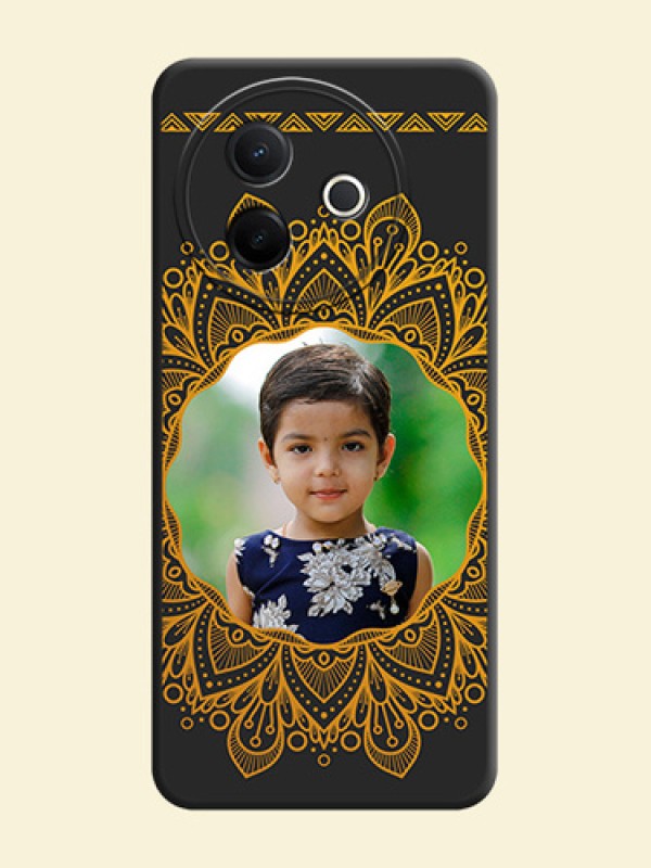 Round Image with Floral Design On Space Black Custom Soft Matte Mobile Back Cover - Vivo Y39 5G