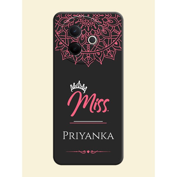 Mrs Name with Floral Design On Space Black Custom Soft Matte Mobile Back Cover - Vivo Y39 5G Mrs Name with Floral Design On Space Black Custom Soft Matte Mobile Back Cover - Vivo Y39 5G