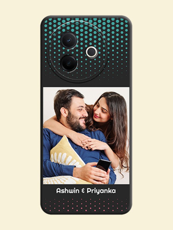 Faded Dots with Grunge Photo Frame and Text On Space Black Custom Soft Matte Mobile Back Cover - Vivo Y39 5G